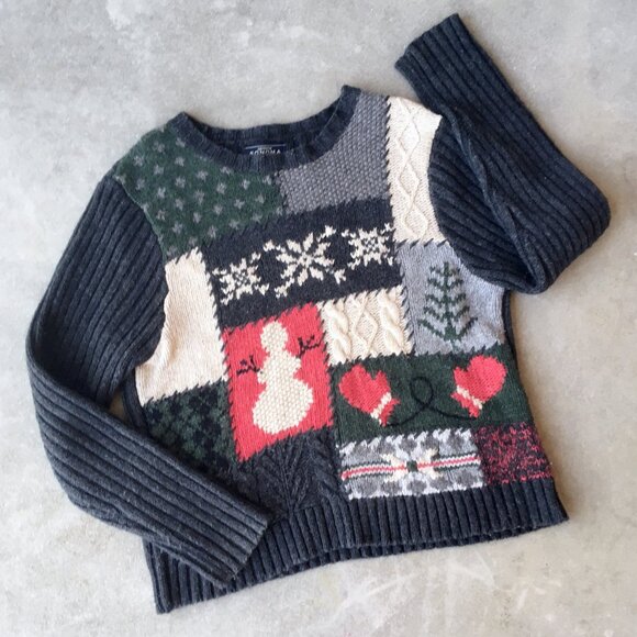 Patchwork Style Winter Novelty Sweater - Picture 1 of 4
